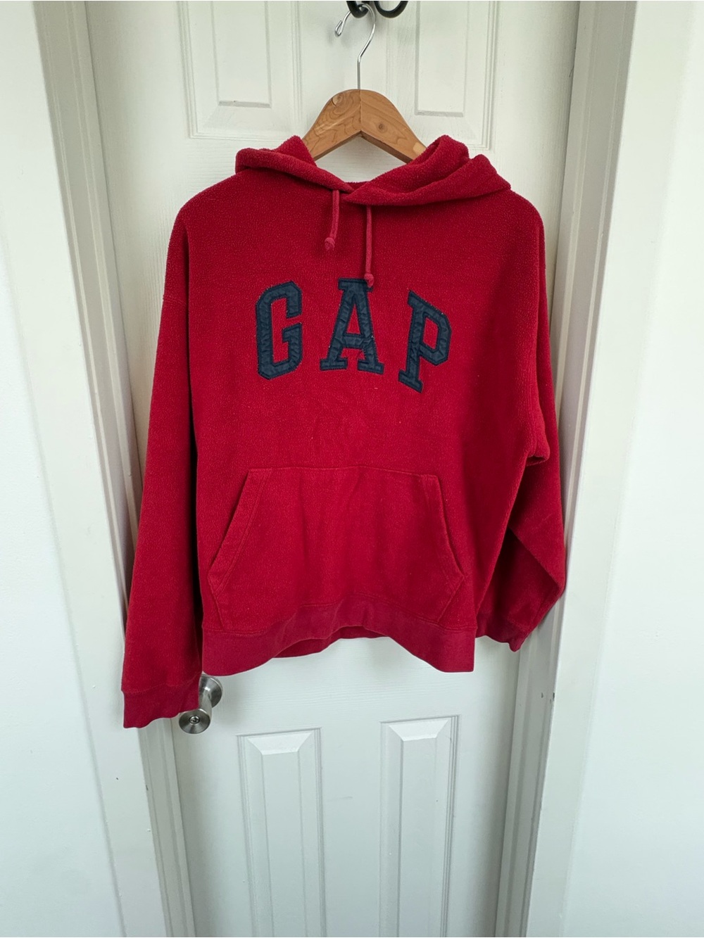 GAP Red Pullover Hoodie with Navy Logo
